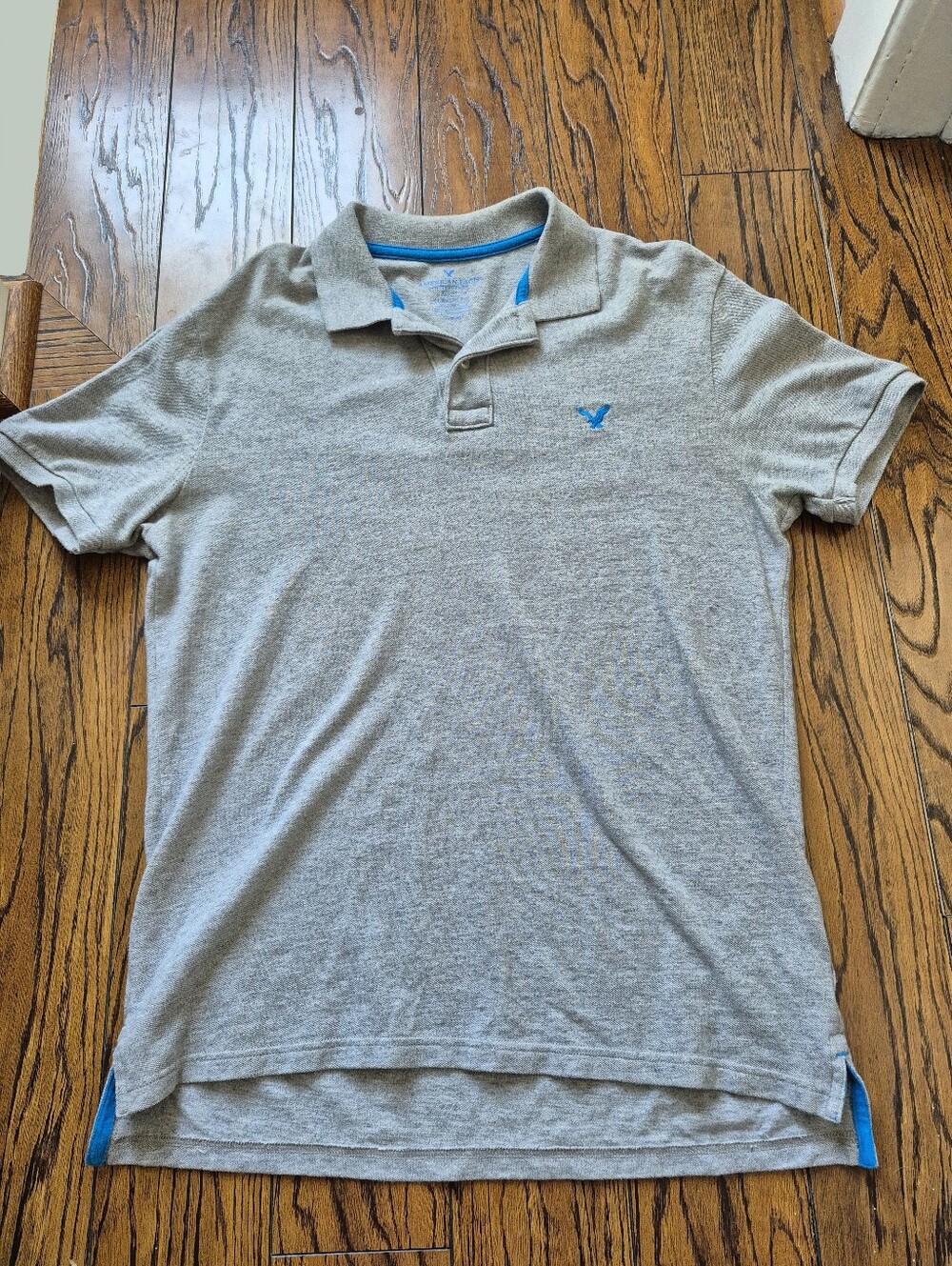 America Eagle Polo T-Shirt - Large - Collar & buttons - Gray - Classic Fit